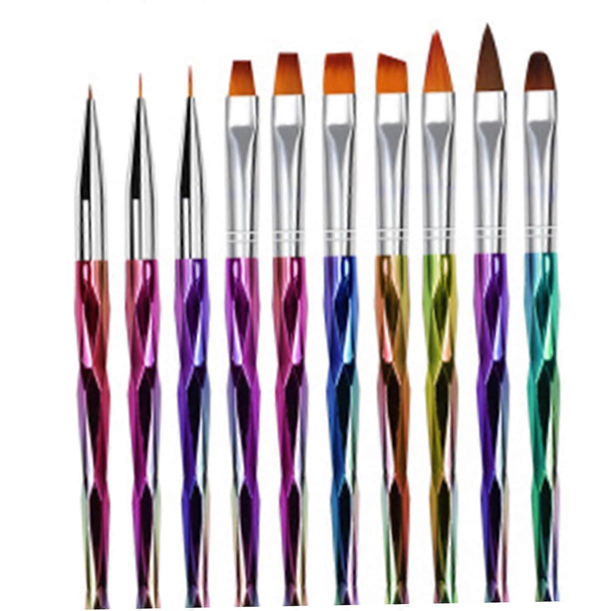 10pcs Professional Nail Art Brush Set with Ergonomic Handle for Precision Manicure