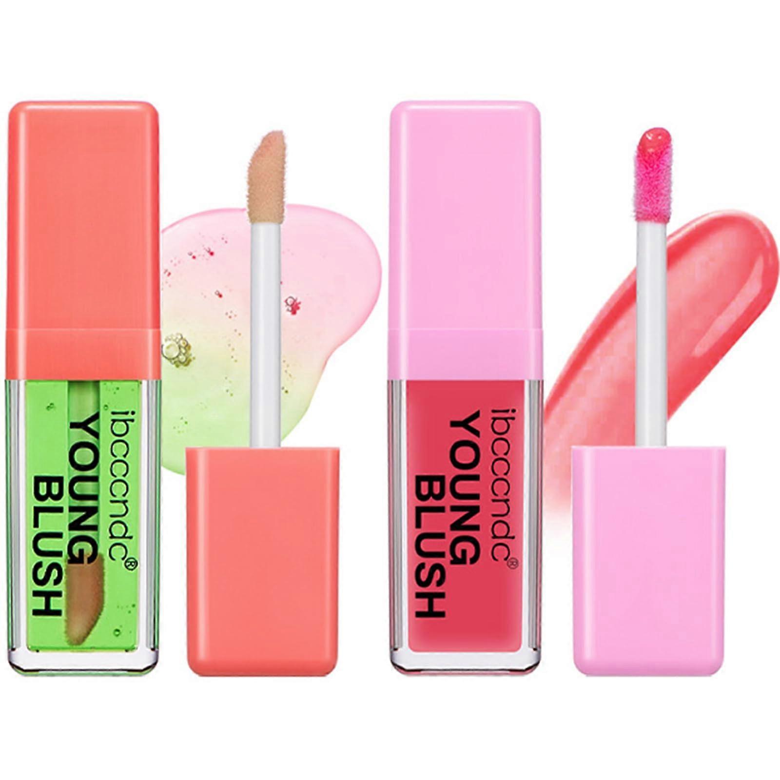 2Pcs Waterproof Color Changing Liquid Blush with Moisturizing Long Lasting Cheek Tint