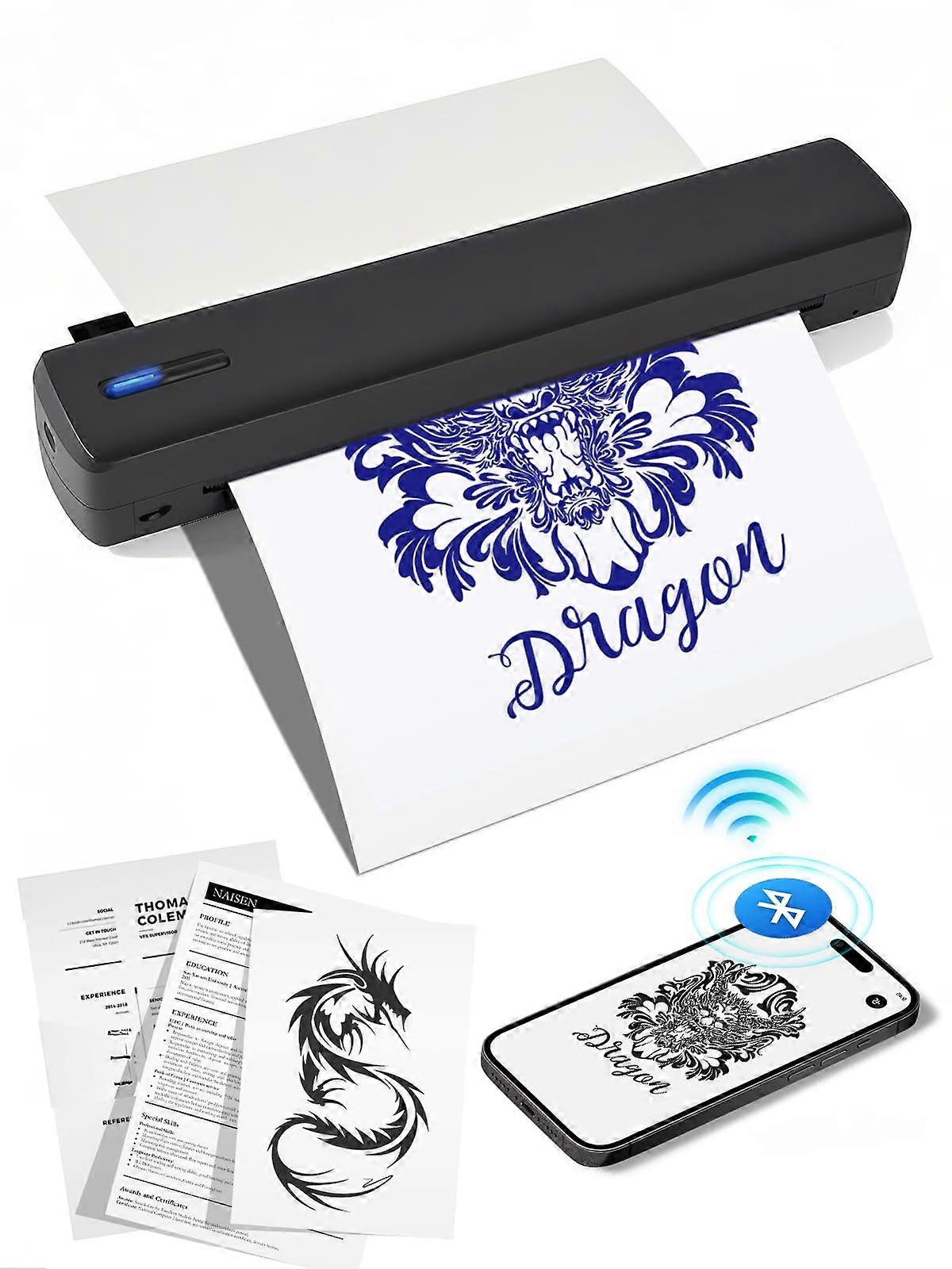 2in1 Thermal Printer with Dual Mode Printing, Wireless Tattoo Stencil Transfer, Bluetooth for A4