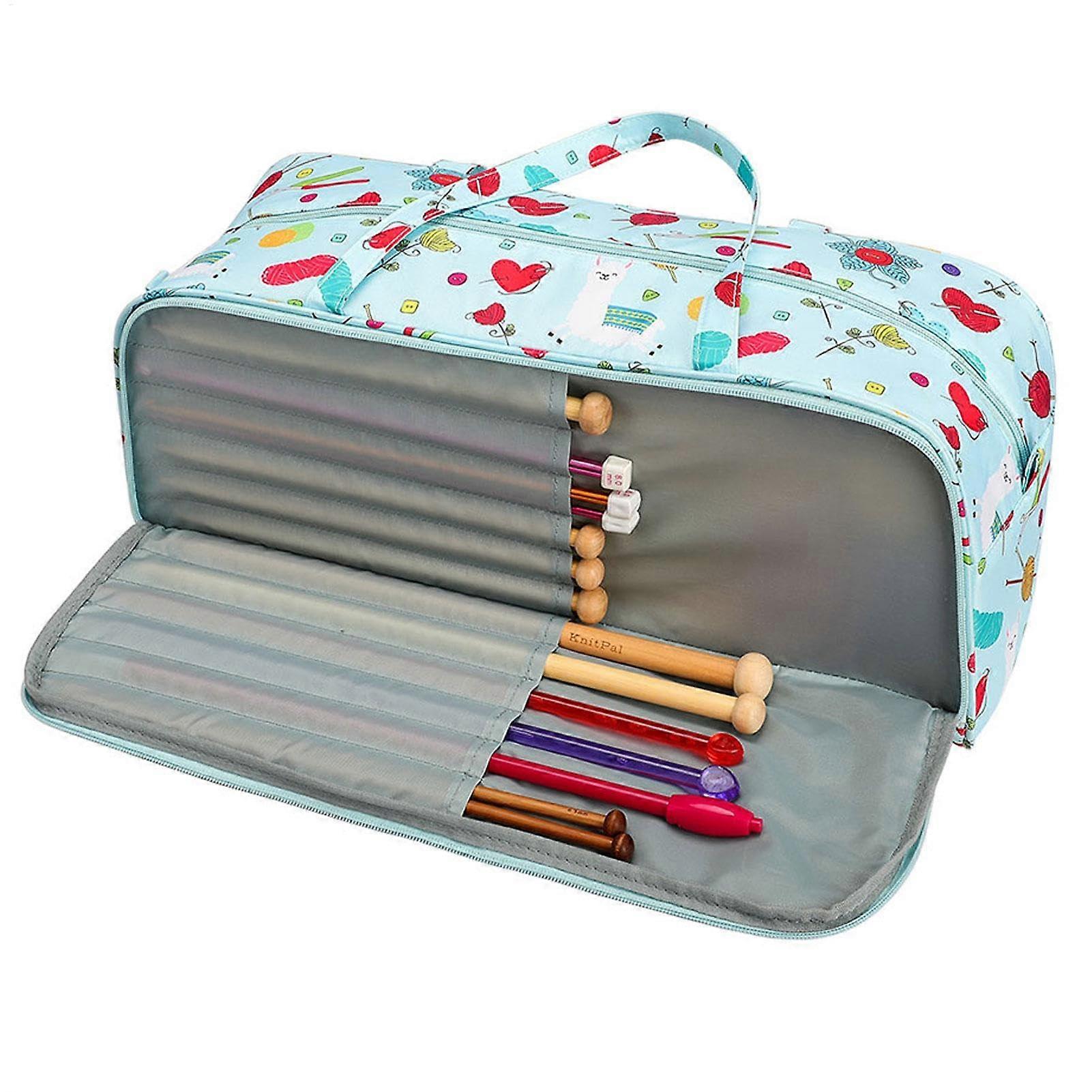 Knitting Project Bag with Large Capacity Yarn Storage Organizer, Durable Canvas Tote with Strap