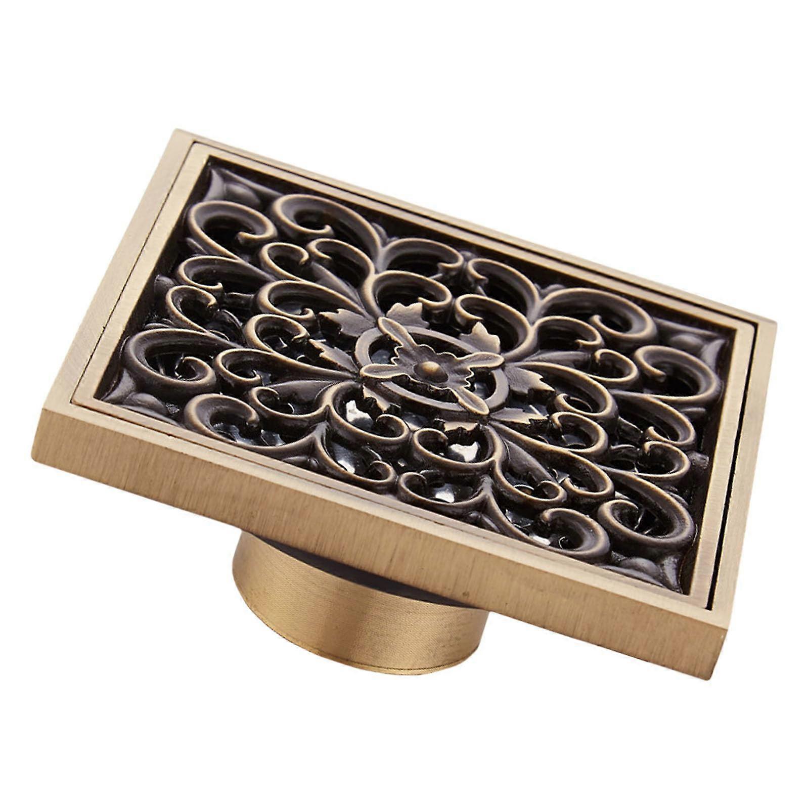 Antique Brass Bathroom Floor Drain with Automatic Seal and Double Layer Filter 50mm75mm