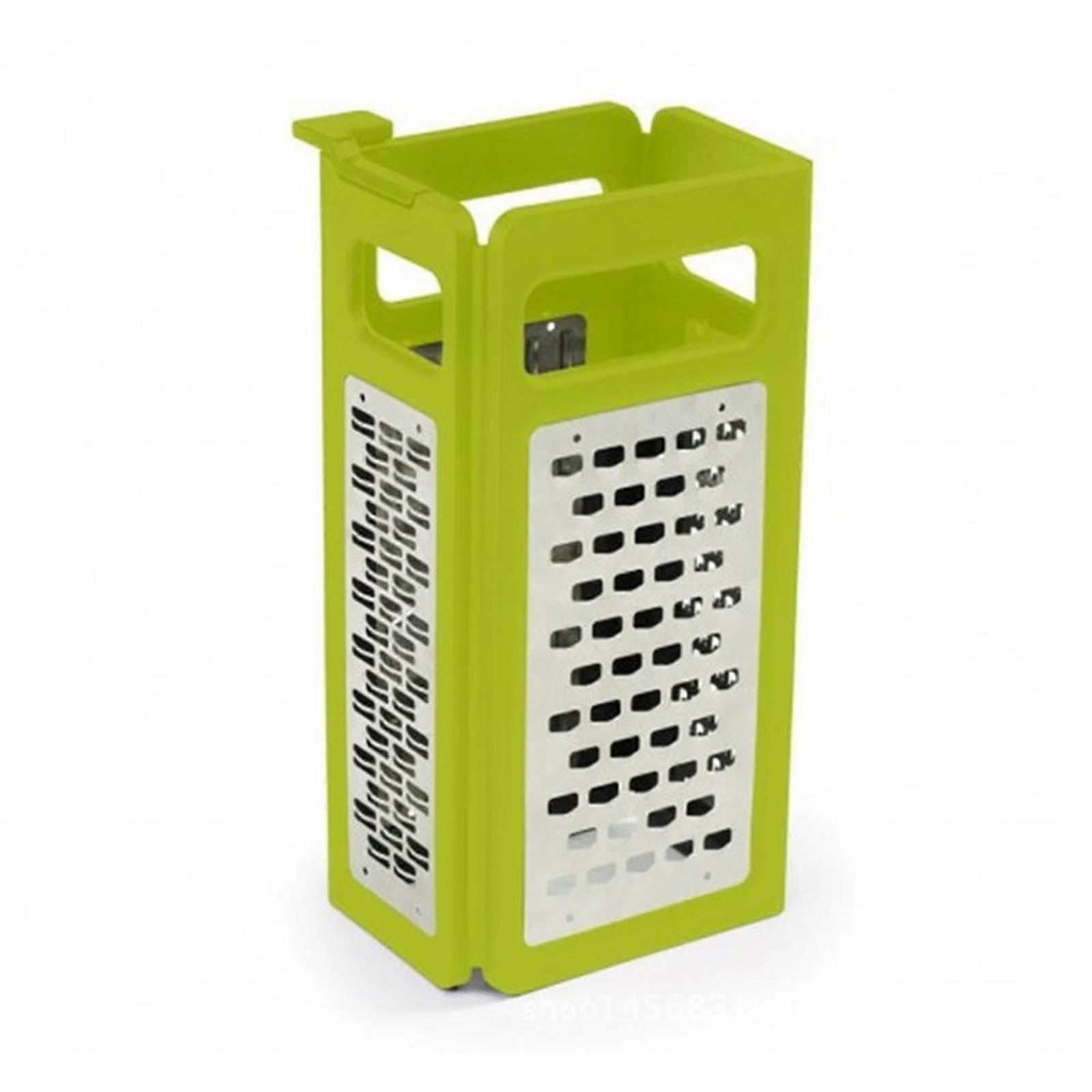 Foldable 4Sided Stainless Steel Box Grater for Cheese and Vegetables, Sharp MultiUse Slicer (Green)