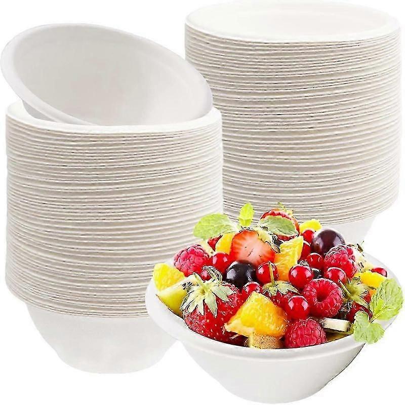 Disposable paper bowls 8 oz small compostable bagasse 100 pack
