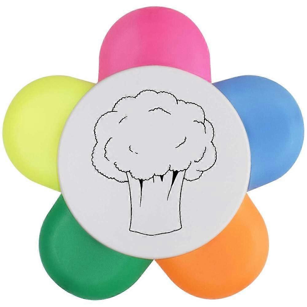 5in1 Flower Highlighter Pen with Cute Broccoli Design, Multi Color for Students