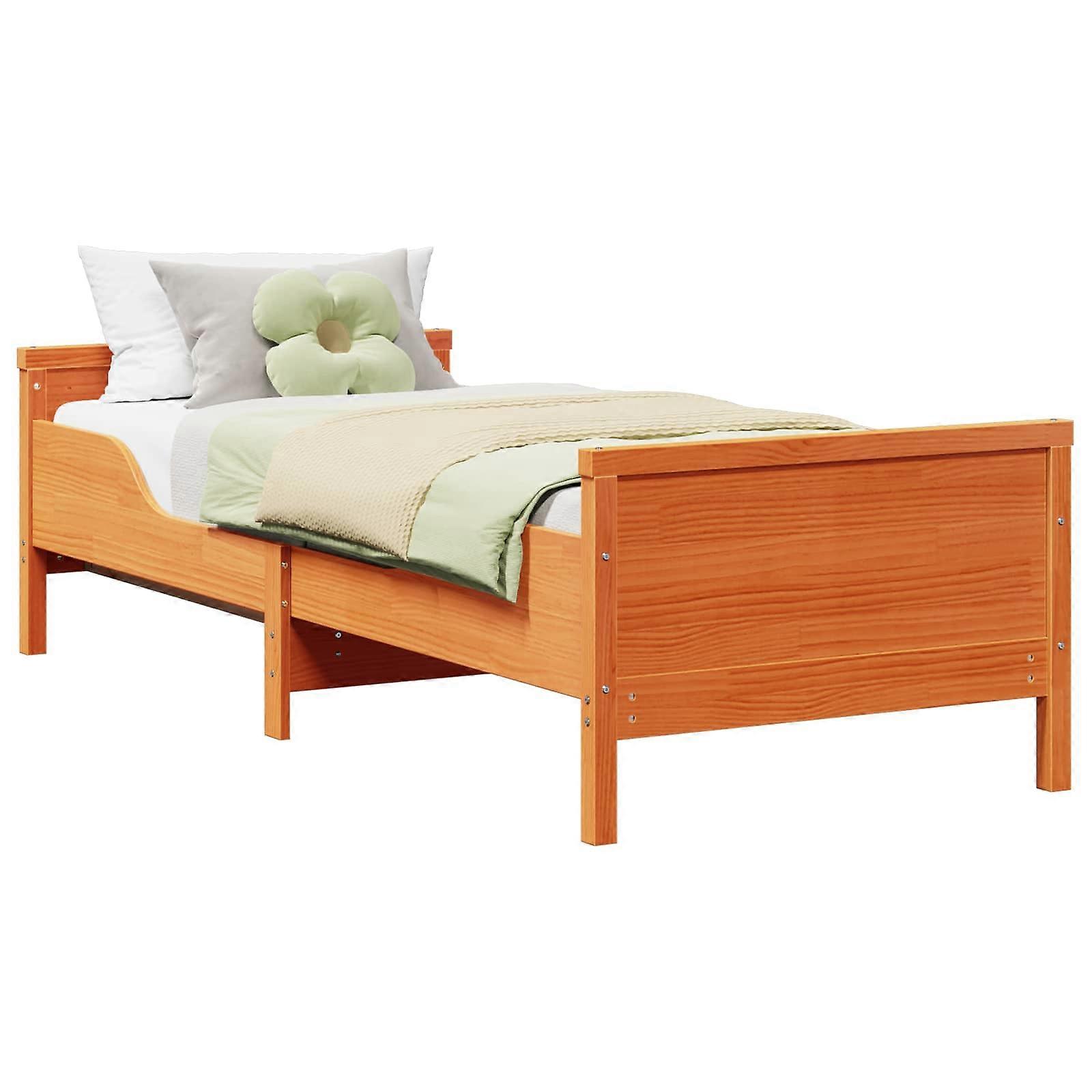 vidaXL Bedframe met hoofdeinde Bewerkt hout Kinderbedframe Modern Functioneel
