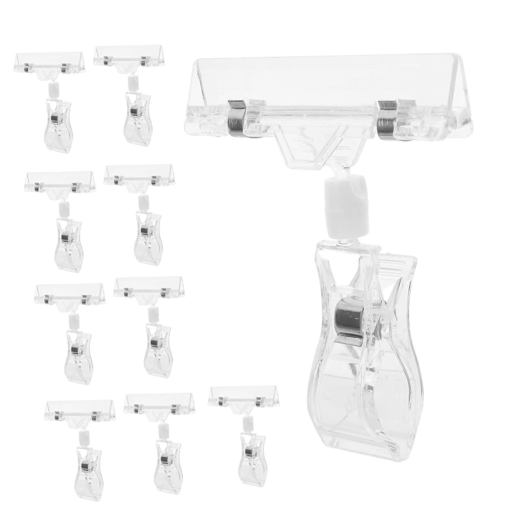 10PCS Transparent Plastic Label Clips with Secure TwoEnd Clamp for Retail and Event Displays
