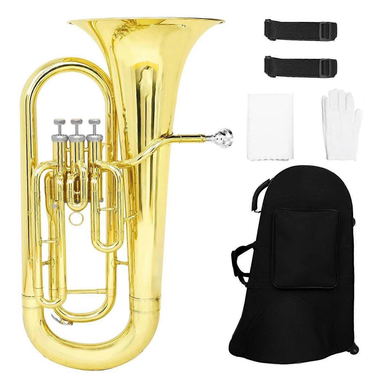 Bb Euphonium for Beginners with Clear Tone, Responsive Valves, Durable Brass Construction