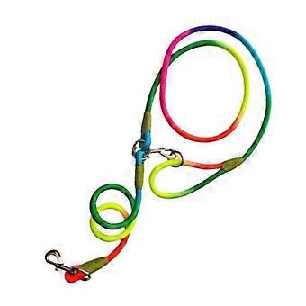 Hands-free nylon pet training leash with reflective stitching, adjustable slingback design, suitable for small, medium, and large dogs.