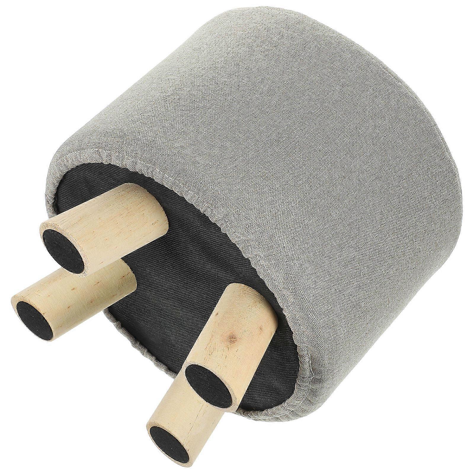 Grey Fabric Small Stool Wooden Stool for Home Use Seating