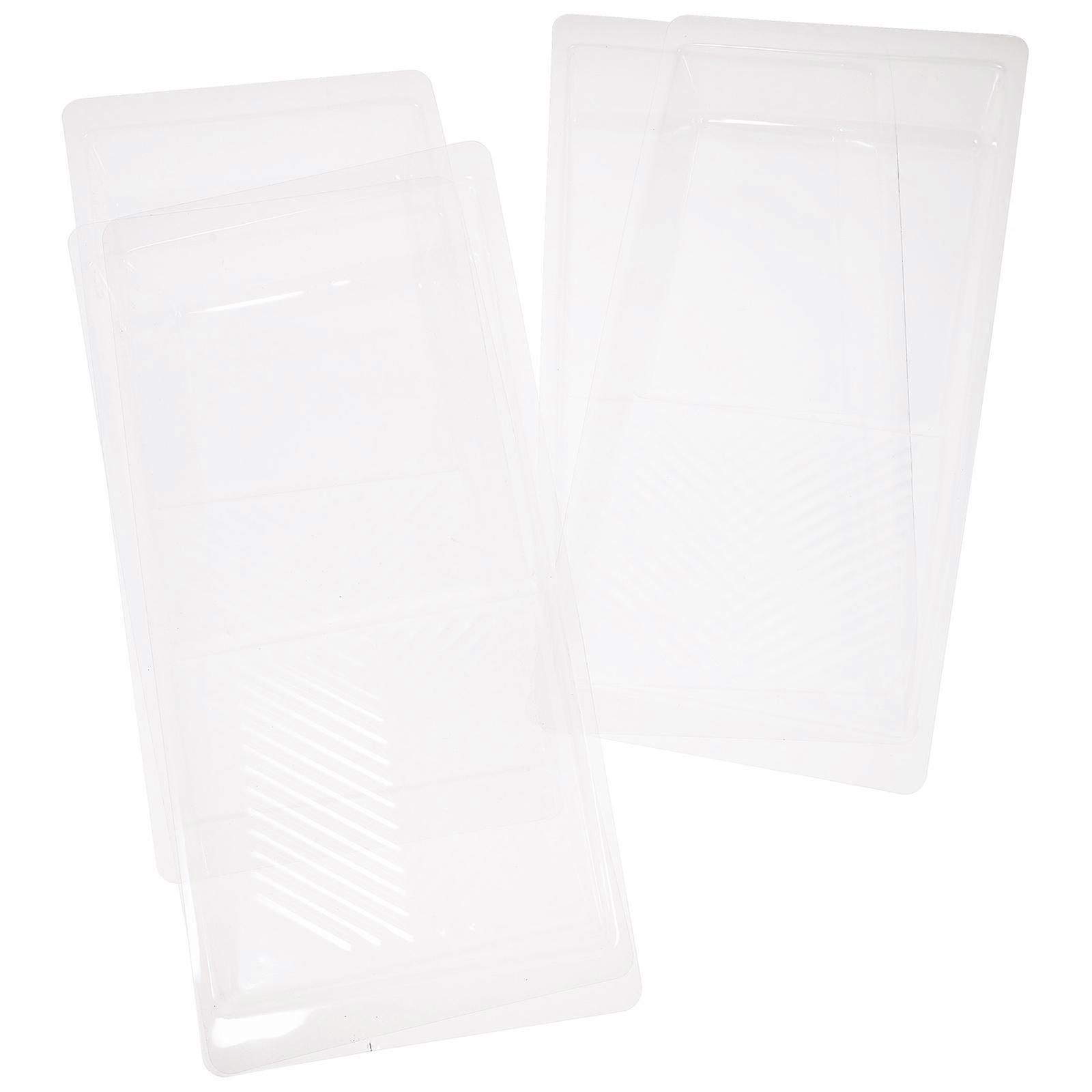 Transparent Paint Tray Liners Prevent Cracking Rectangular Design For Room Painting 4 Inches 4Set
