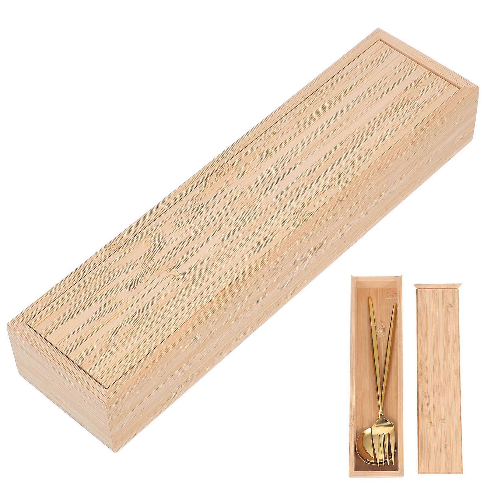 Bamboo Fork Storage Box for Tableware Organizing 1Pcs Unit