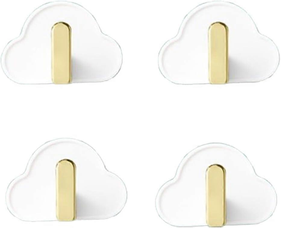 4-Pack Cloud-Shaped Wall Hooks, Self-Adhesive Cloud-Shaped Hooks