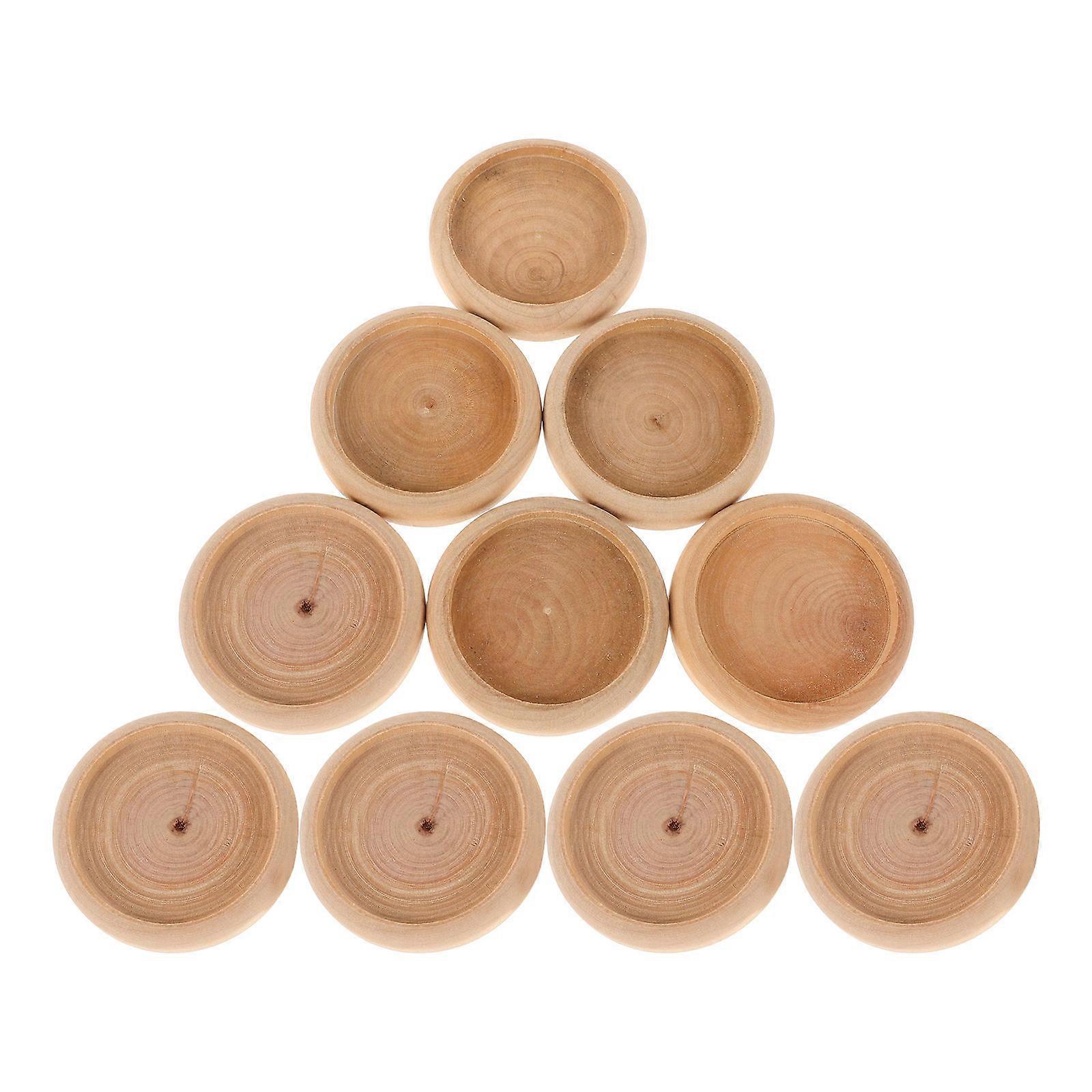 Small Wood Base for Sewing Needle Cushion 10Pcs Solid Wooden Coasters