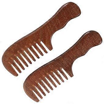 Pentes de cabelo para estilizar, pente de dentes largos, 2 peças, madeira, cor café, ferramentas para cabelo