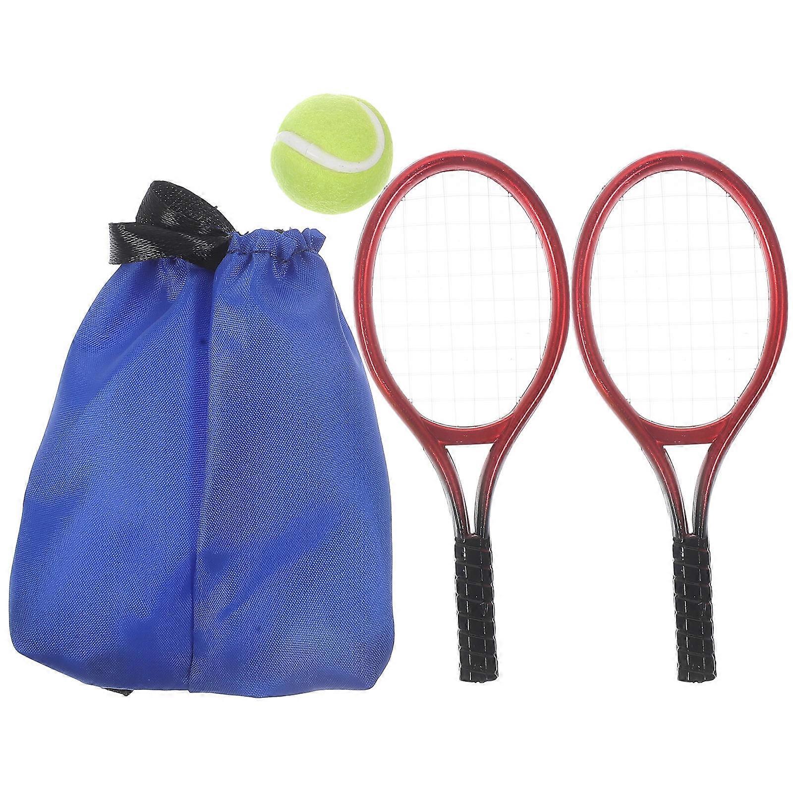 Assorted Color Mini Tennis Racket Model for Playing 1Set Plastic Toy Accessory