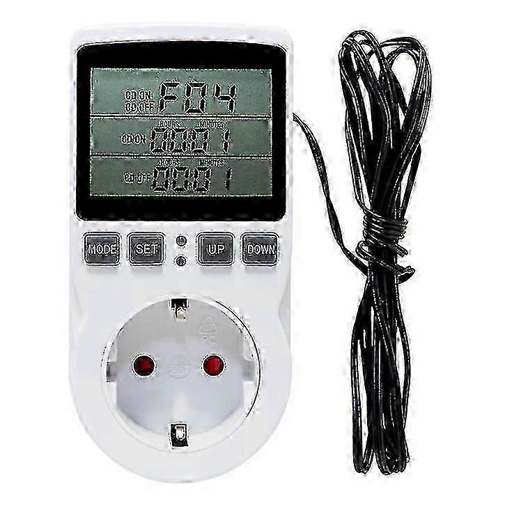 Thermostat Plug Socket, Digital Temperature Controller Timer Outlet, Timer Switch Plug With Sensor Probe Heating Cooling Mode compatible with Reptile 