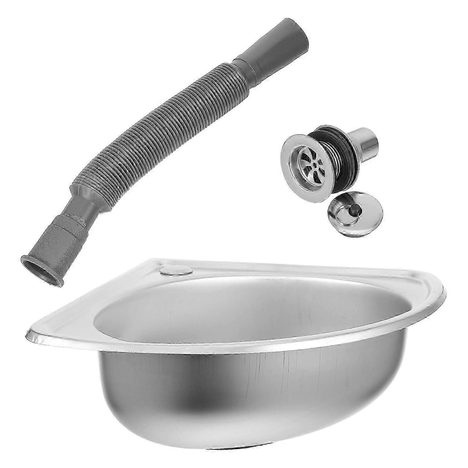 Stainless Steel Dish Sink Triangular Basin for Kitchen Use 1Set