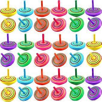 30 Stück buntes Holzoberteil Spielzeug bemalte Spinner Lernspielzeug für Kinder