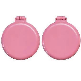 Brosse à cheveux pliante avec miroir, mini peigne de massage compact rond pour sac à main / poche, taille de voyage pour les filles et les femmes-rose