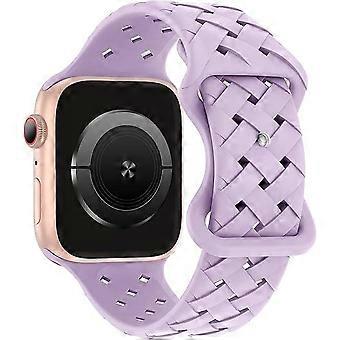 Silikon gewebtes Uhrenarmband, kompatibel mit Apple Watch 38 mm 40 mm 41 mm 42 mm 44 mm 45 mm 49 mm, Ersatz Sport atmungsaktives Uhrenarmband, Lavendel