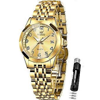 Womens Watch Classic Dress Number Female Watches for Ladies Analog Quartz Stainless Steel Waterproof Luminous Day Date Two Tone Easy to Read Wristwatc