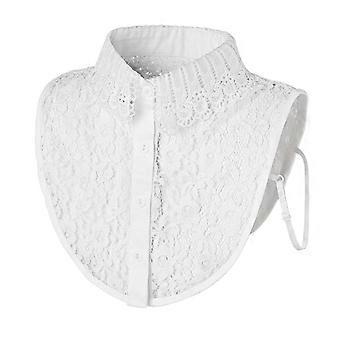 Lace Fake Collar, Detachable Blouse Collar with Button Closure, Elegant Half False Shirt Neckline for Women, Girls, Versatile for Sweaters, Dresses, a