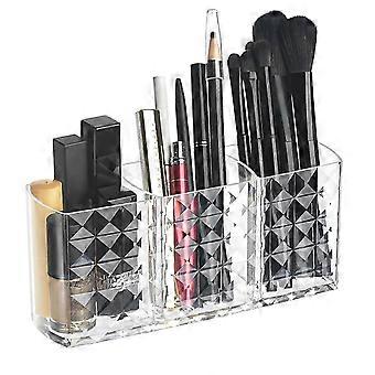 Transparenter Make-up-Pinselhalter, Kosmetik-Organizer aus Acryl mit 3 Fächern für Eyeliner, H