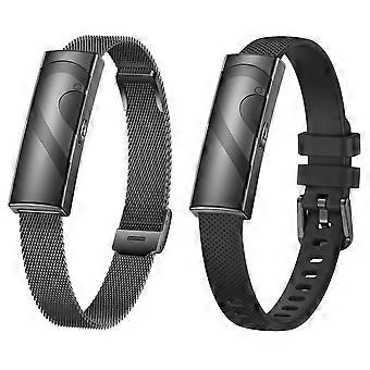 MX520 Smart-Armband mit Herzfrequenzmessung, SpO2-Messung, KI-gestütztem Gesundheitsmonitor, 170 Sportmodi, IP68 wasserdicht, Edelstahlarmband + Silikonarmband