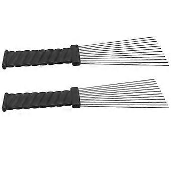 2Pcs Stahl Nadelkämme Friseursalonkämme Friseurkämme Haarstylingkämme Schwarz