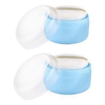 2 Set After-Bath Powder Puff Box Empty Body Powder Container met Bath Powder Puffs en Sifter voor thuis en op reis