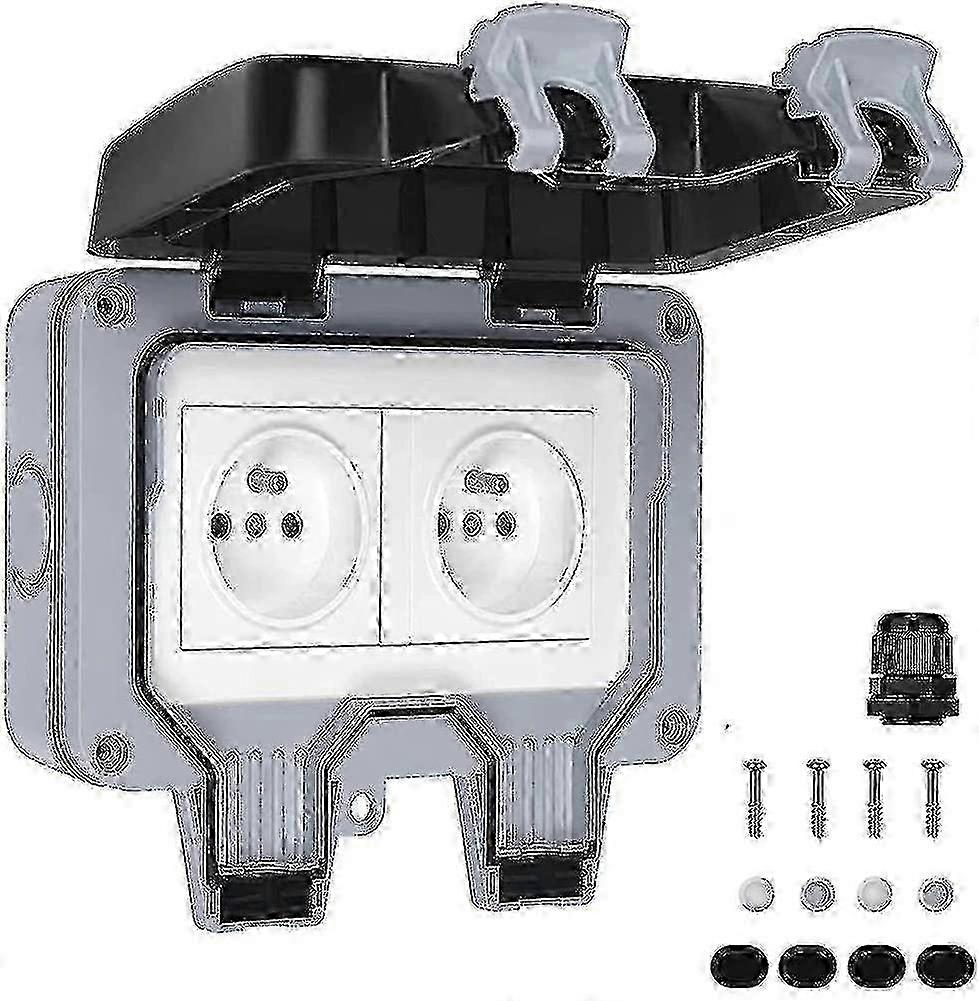 Waterproof Outdoor Electrical Socket IP66 Double Wall Socket with Cover