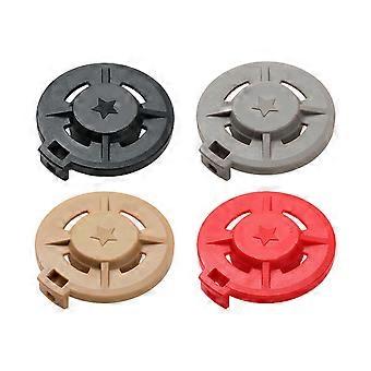 Ensemble de 4 couvercles rigides en plastique pour ustensiles de cuisine de camping, quatre couleurs différentes, de forme ronde, pour le rangement et le tri du matériel en camping et en voiture.