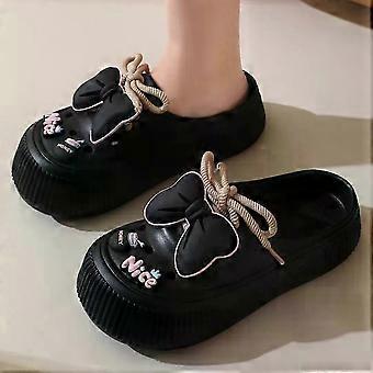 Lovely Bow Women Sandals for Home Indoor Outdoor Wear with Thick Sole and Holes Design