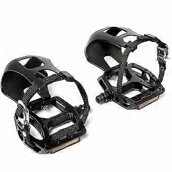 Peloton Pedals compatible with Normal Shoes, Universal Toe Cages compatible with Peloton Bike, Black Bicycle Pedals, 2-Pack