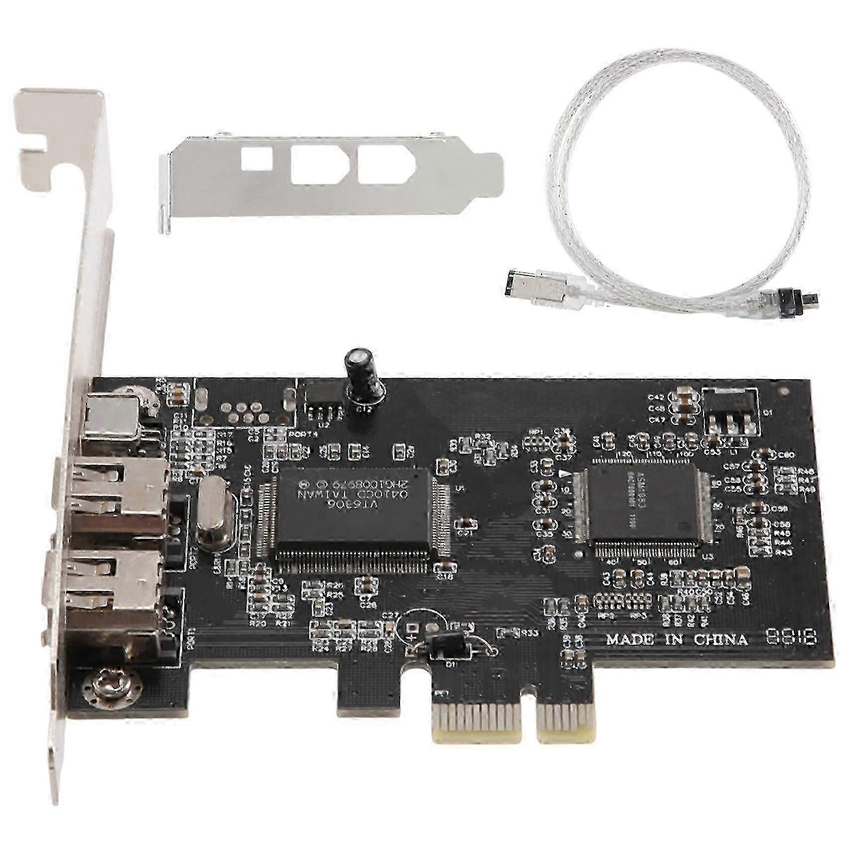 PCI-E FireWire Card, IEEE 1394 Controller Card with Cable for Video & Audio Transfer