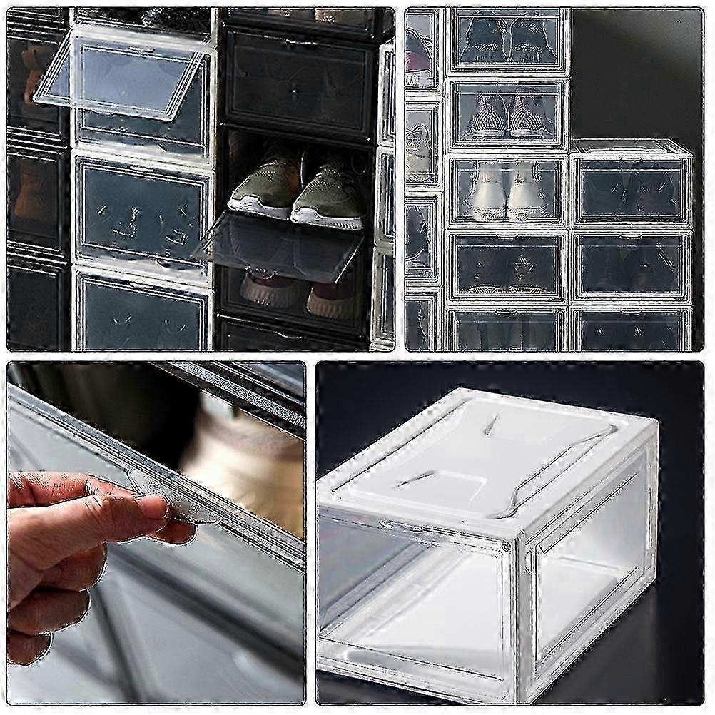 Transparent Foldable Shoe Storage Box, Acrylic and PP Plastic, Stackable Organizer, 1 Pack