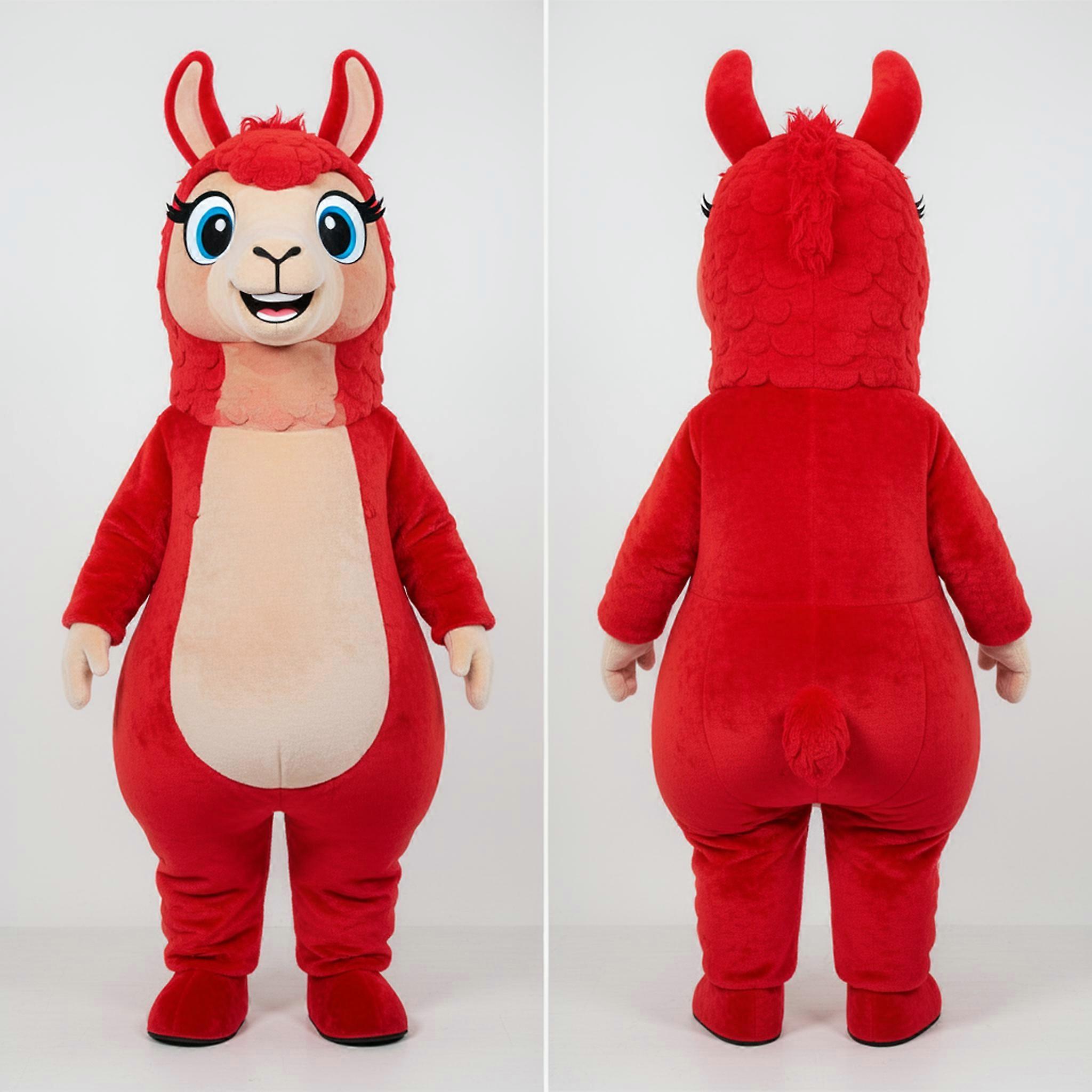 MASTICOT Velvety Red Sleek Llama Mascot