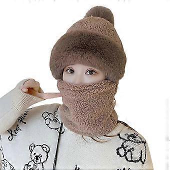 Mulheres Inverno Chapéu com Cachecol Integrado Pelúcia Grossa Quente À Prova de Vento Proteção Total Ciclismo Ao Ar Livre Viagem Boné de Clima Frio