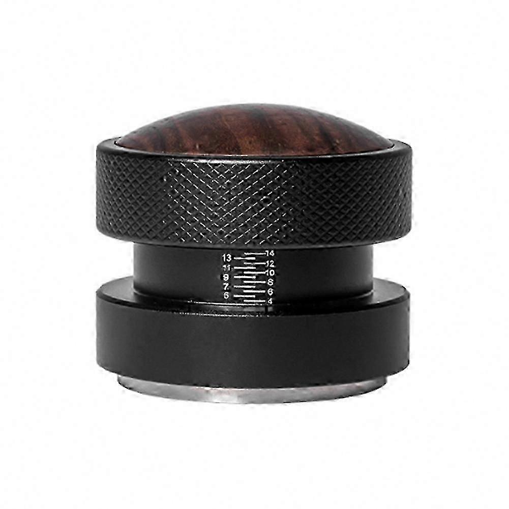 53mm Coffee Tamper with Solid Wood Handle, Self-Adaptive Height, Elastic Spring, SUS304 Threaded Base