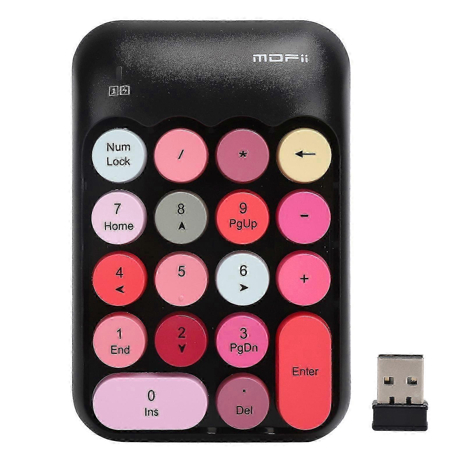 2.4G 18 Key Wireless Mechanical Numeric Keypad Notebook Desktop Computer Accessory(Black Multi Color )