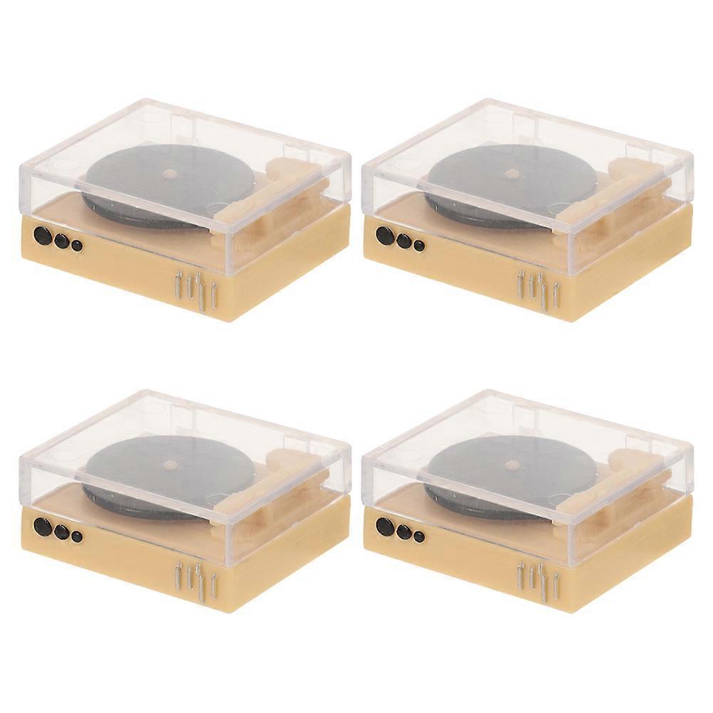 Miniature Dollhouse Cd Player for Decoration 4Pcs Tiny Record Player Model