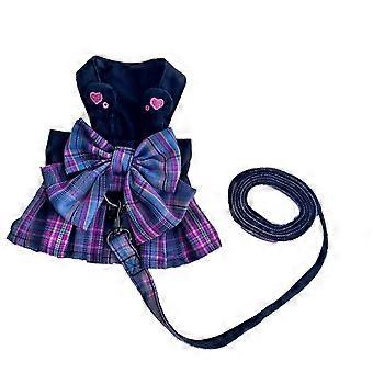 Purple Bow Dresses Dogs Collars And Harnesses With Leash  XXS XL Pet Walking Outside Pet Harness Vest Lead For Chihuahua PugsPet Leashes