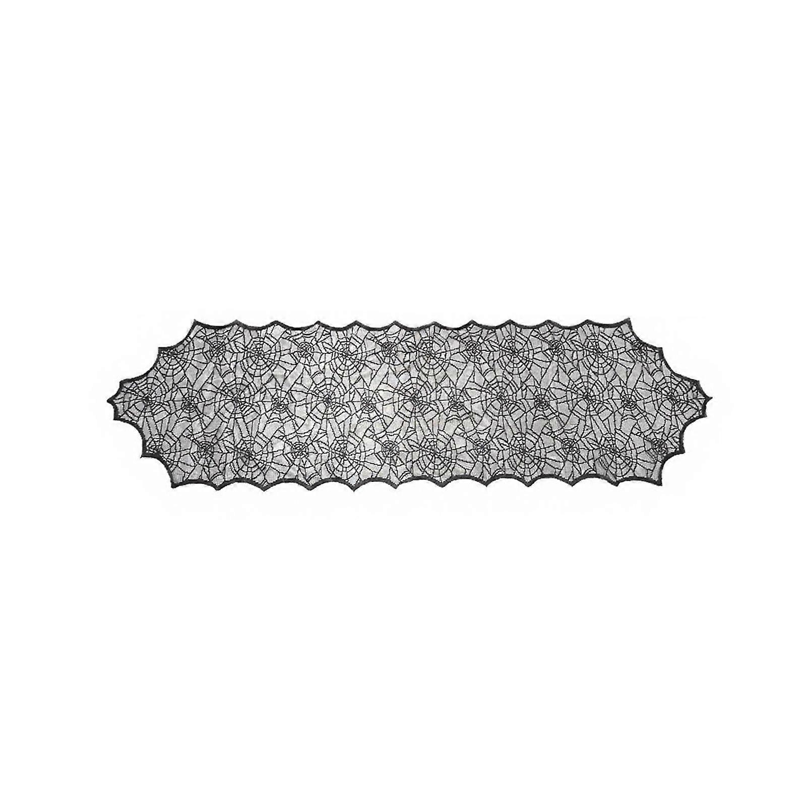 Spider Web Table Runner - Gothic Black Lace - for Halloween Dining Table Decoration