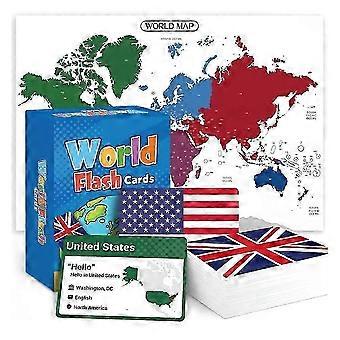 DA·World Flags Flashcards 245 Country-Flags Cards Game Educational Games for Kids Adults DDh1