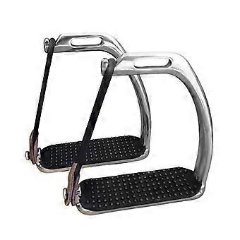 Stainless Steel Horse Stirrups Pair with Textured Foot Pads for Trail Use, Mounted Practice, Stable Training, and 12 x 5 cm Horse Care