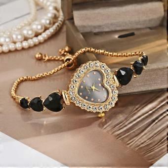 Damenuhren, Legierung, mit Diamanten, verstellbares Armband, Quarzwerk, Herzförmige Armbanduhr, für den täglichen Gebrauch.