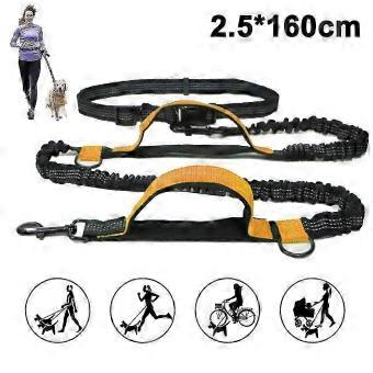 Fluorescent Orange Running Leash With Adjustable Belt