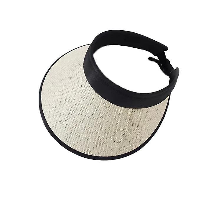 (beige Straw)summer Straw Empty Top Hat Foldable Sun Hat Double Big Brim