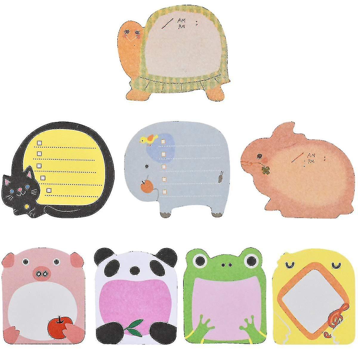 8pcs Cartoon Sticky Notes Self Sticky Notes Cute Animals Shaped Sticky Notes