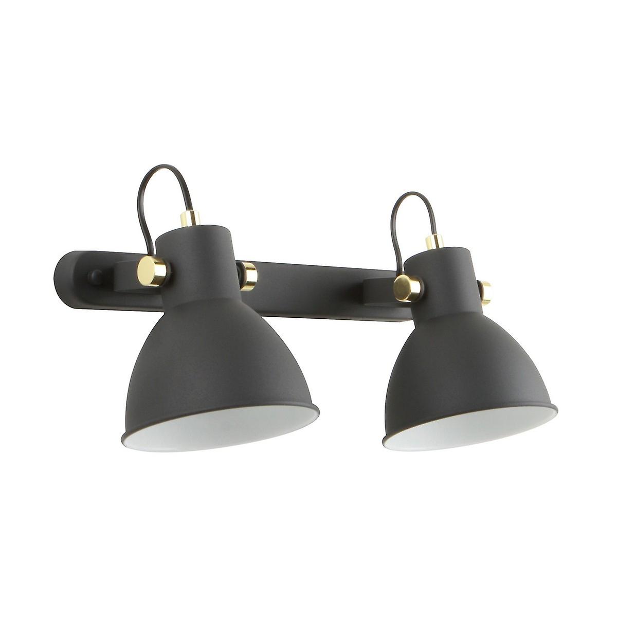 Delta Twin Ceiling Spotlight, Matt Black, Clear, White, 2x E27